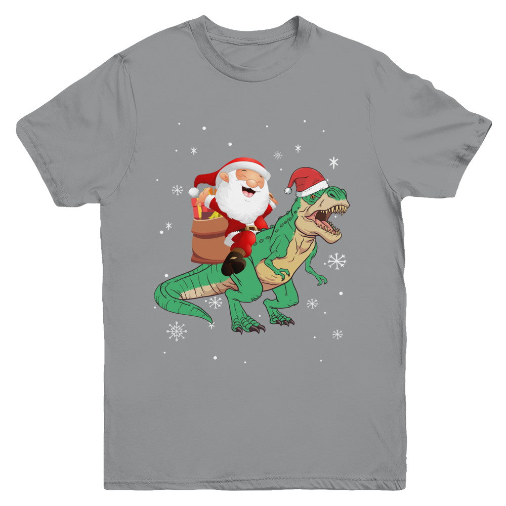 Christmas Santa Kids Dinosaur T-Rex For Boys Kids Youth Youth Shirt | Teecentury.com