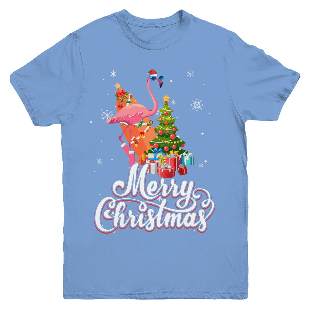 Flamingo Christmas Gift Merry Christmas Flamingo Youth Youth Shirt | Teecentury.com