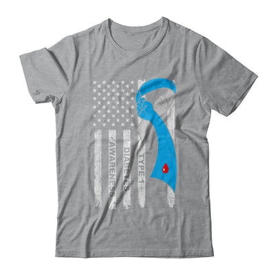 Type 1 Diabetes Awareness Support T1D Flag Ribbon T-Shirt & Hoodie | Teecentury.com