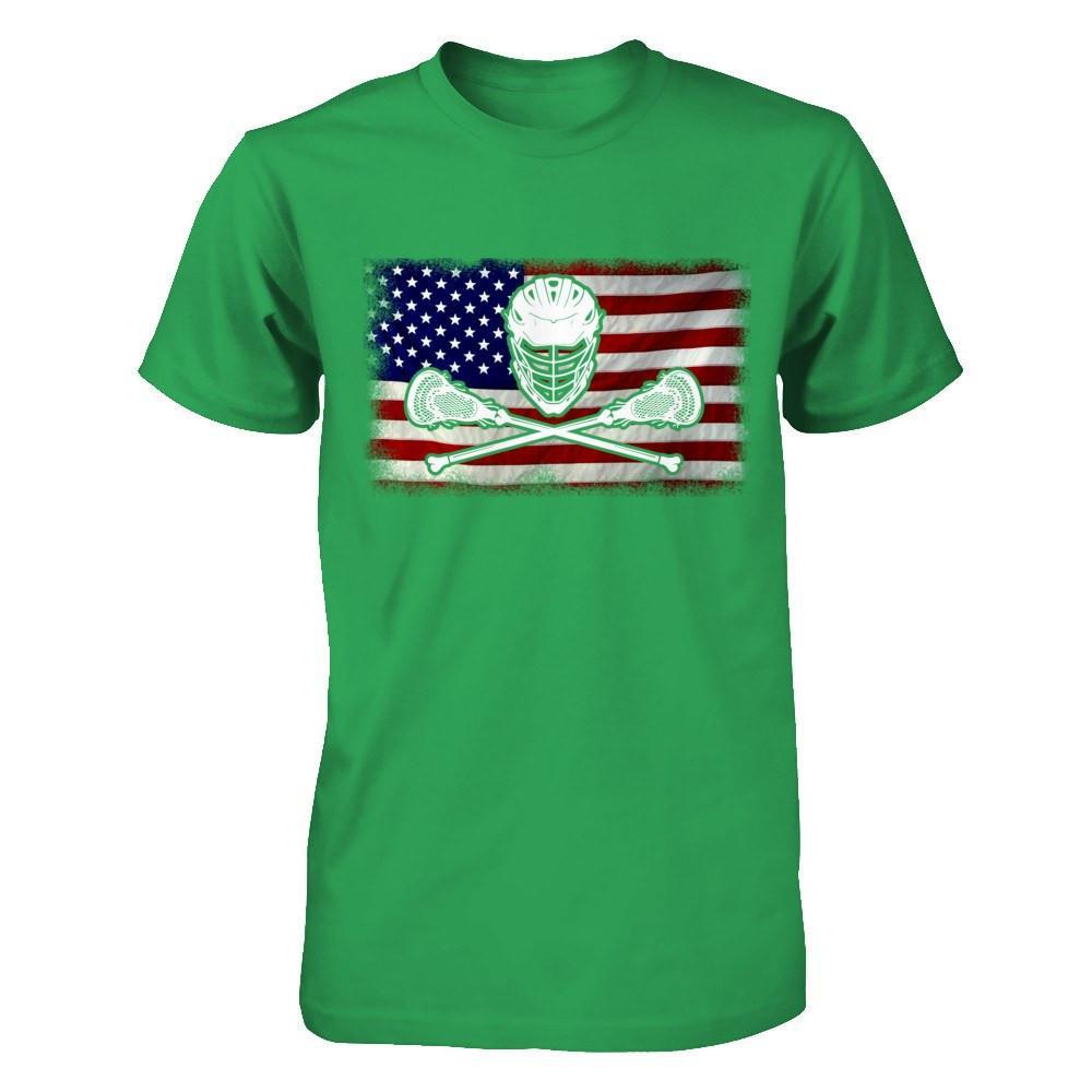 Lacrosse Helmet Crossed America Flag T-Shirt & Hoodie | Teecentury.com