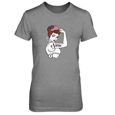 Nurse Vet Strong Woman American Flag Nursing 4Th Of July T-Shirt & Tank Top | Teecentury.com