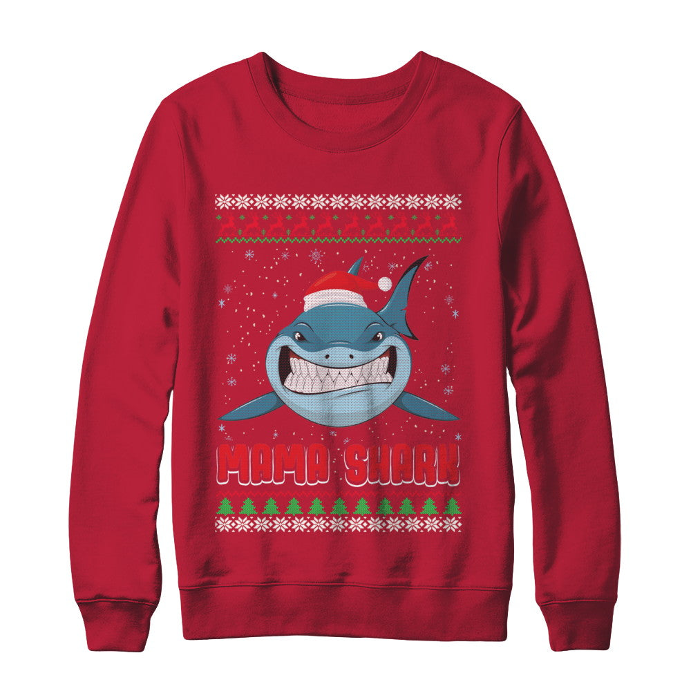 Mama Claus Shark Family Matching Christmas Ugly Sweater T-Shirt & Sweatshirt | Teecentury.com