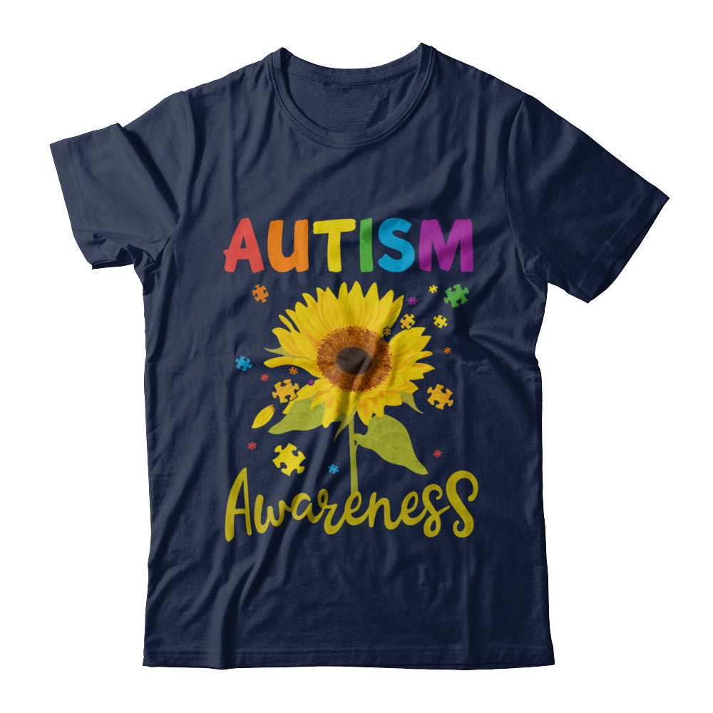 Autism Awareness Puzzle Sunflower T-Shirt & Hoodie | Teecentury.com