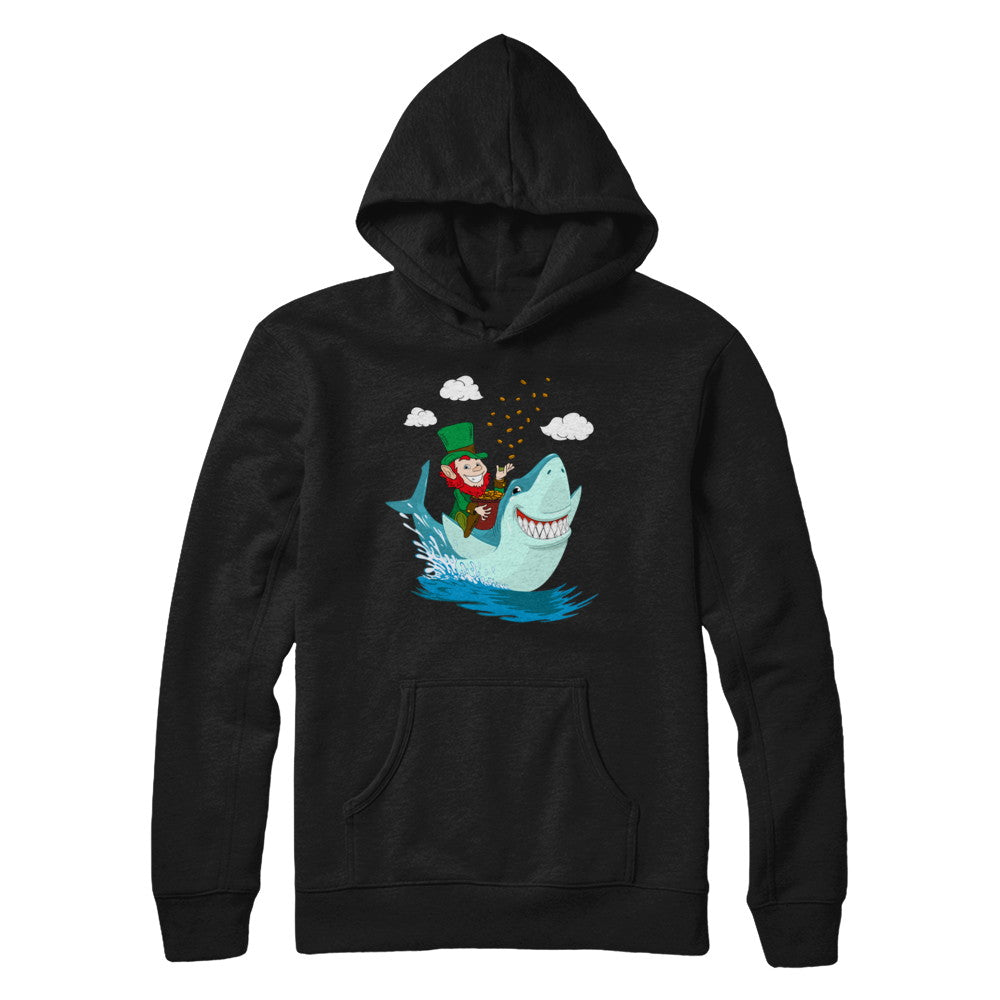 St Patricks Day Leprechaun Riding Shark T-Shirt & Hoodie | Teecentury.com