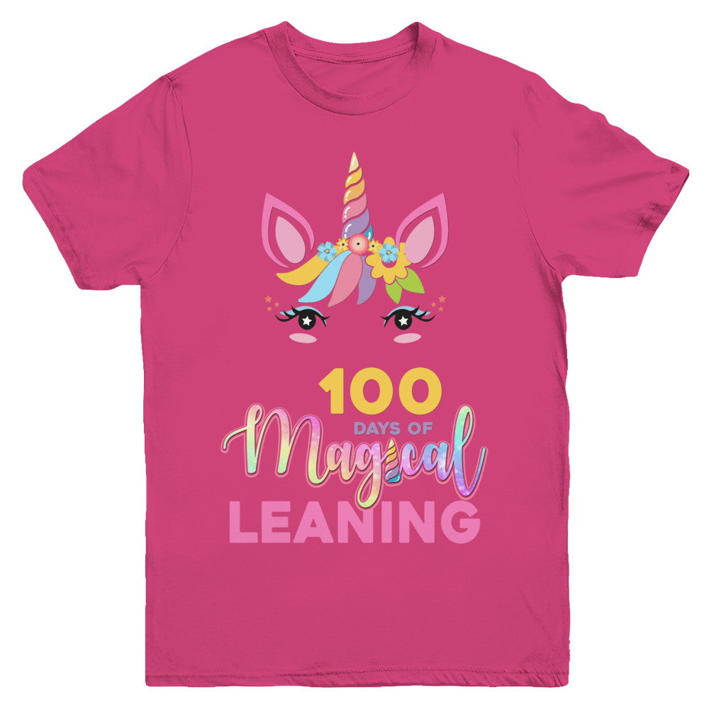 100 Days Of Magical Leaning School Unicorn Girl Gift Youth Youth Shirt | Teecentury.com