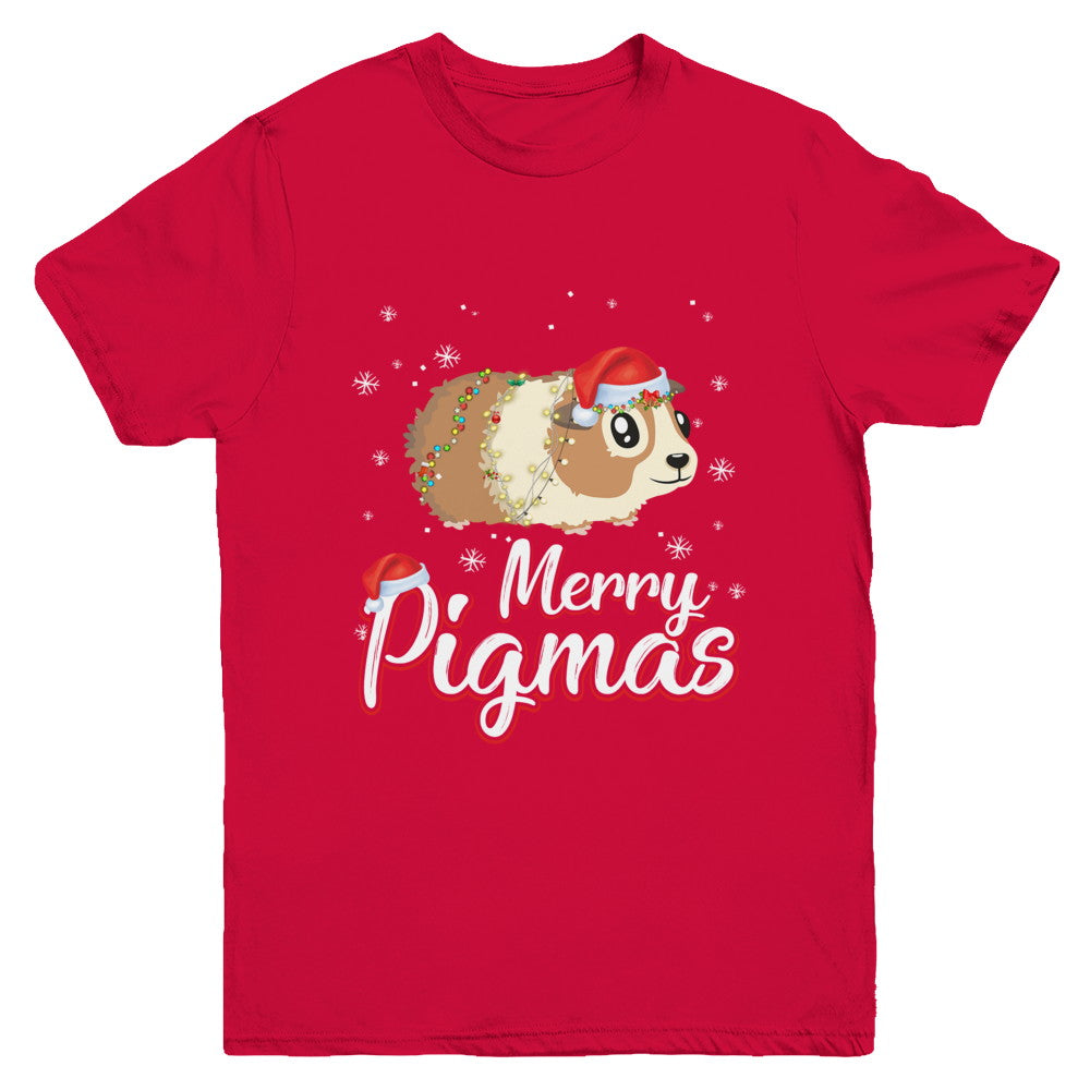 Merry Pigmas Funny Guinea Pig Santa Hat Christmas Gift Youth Youth Shirt | Teecentury.com