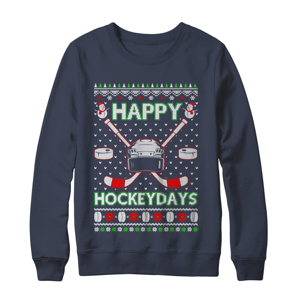 Happy Hockeydays Hockey Ugly Christmas Sweater T-Shirt & Sweatshirt | Teecentury.com