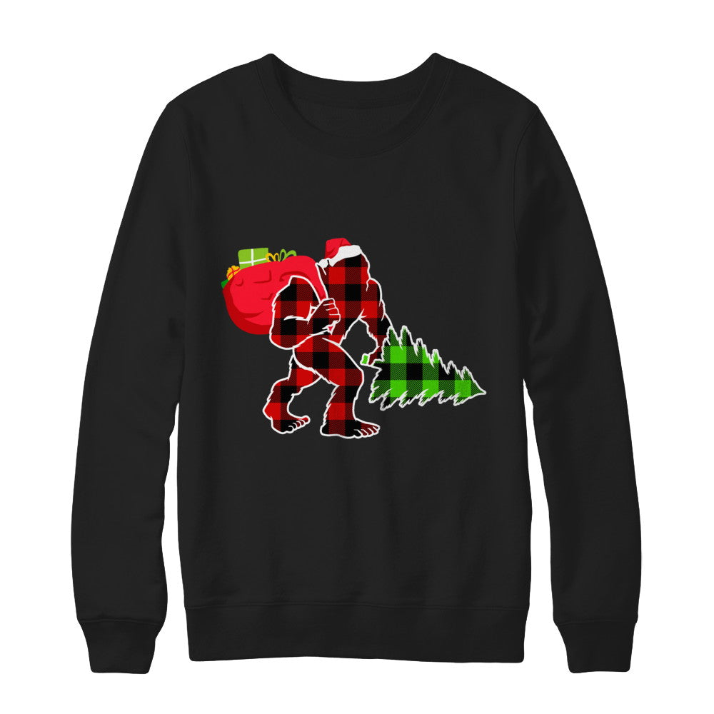 Red Plaid Bigfoot Christmas Buffalo Plaid T-Shirt & Sweatshirt | Teecentury.com