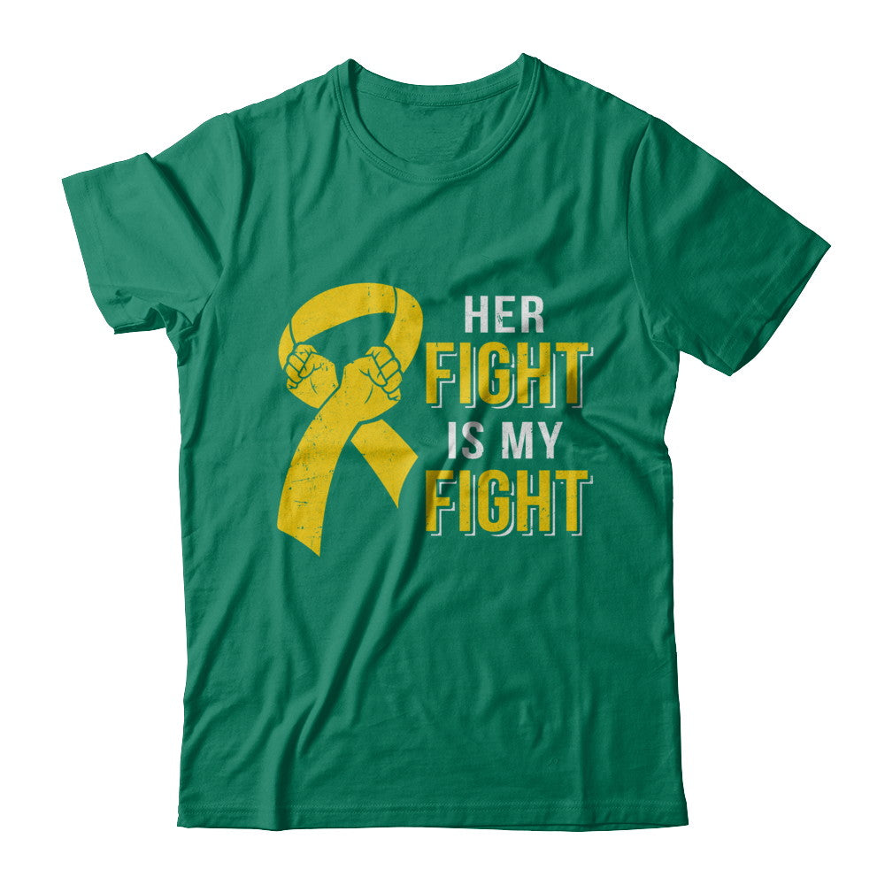 Her Fight Is My Fight Childhood Cancer Yellow Ribbon T-Shirt & Hoodie | Teecentury.com
