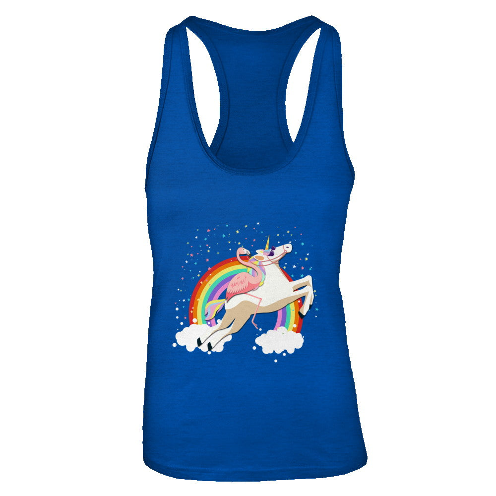 Flamingo Pink Bird Riding Unicorn T-Shirt & Tank Top | Teecentury.com