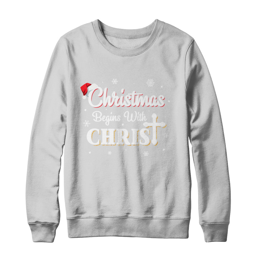 Christmas Begins With Christ Merry Christmas Christian T-Shirt & Sweatshirt | Teecentury.com
