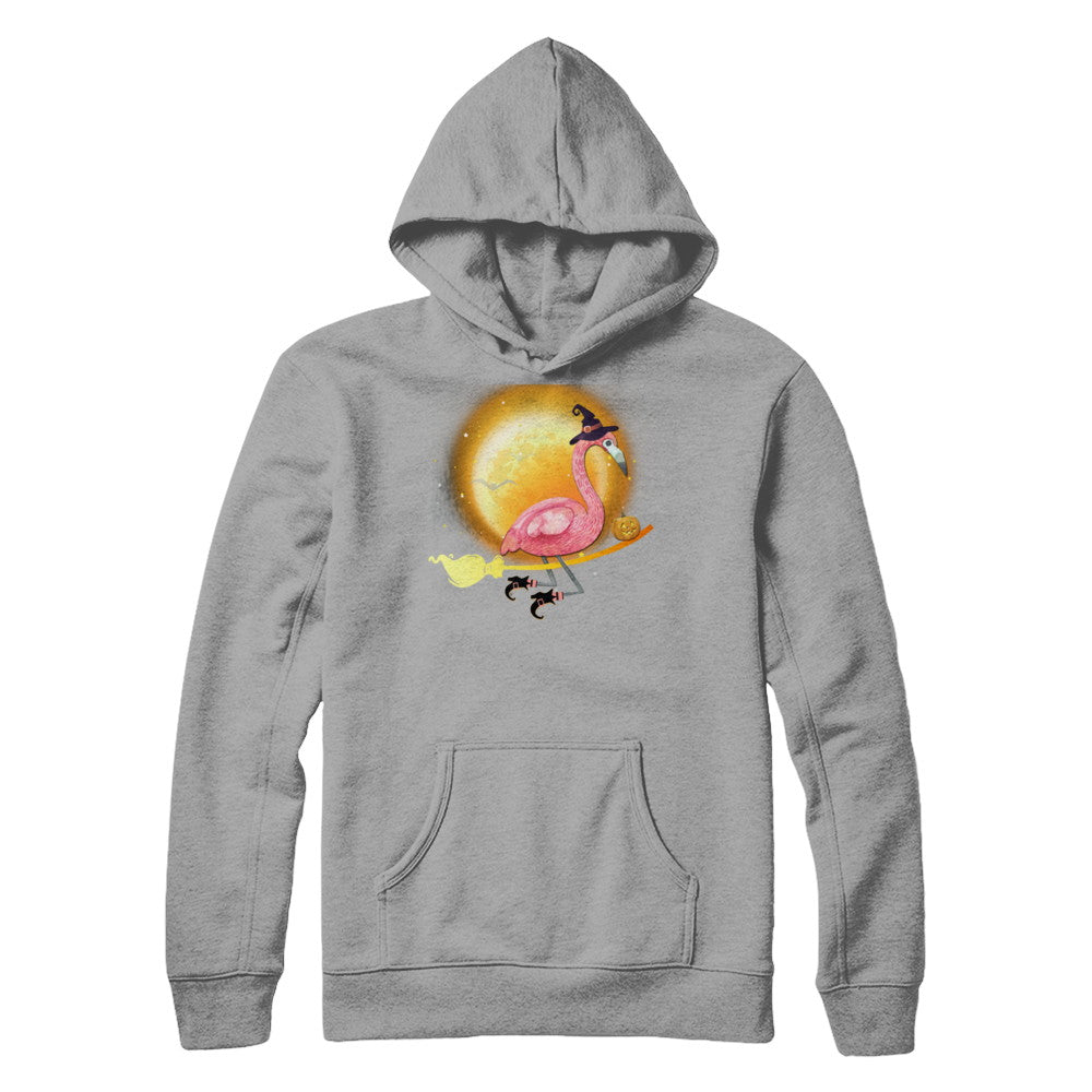 Funny Halloween Flamingo Witch Broom Scary T-Shirt & Hoodie | Teecentury.com