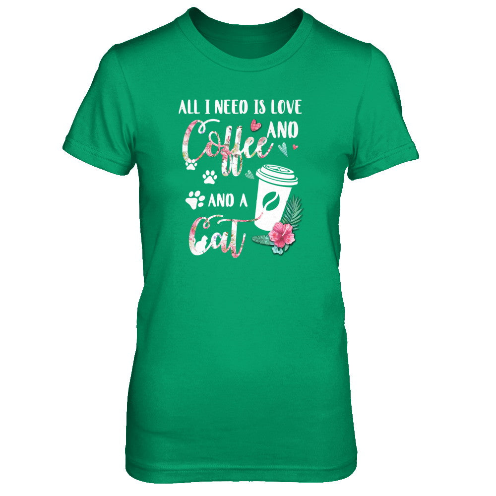 All I Need Is Love And Coffee And A Cat T-Shirt & Tank Top | Teecentury.com