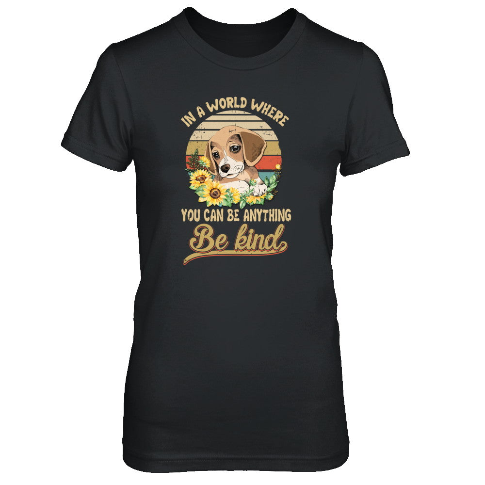 In A World Where You Can Be Anything Be Kind Beagle Sunflow T-Shirt & Tank Top | Teecentury.com