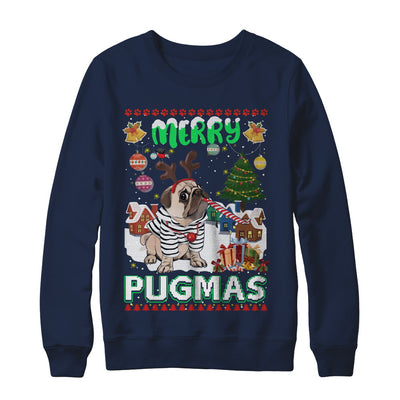 Cute Pug Christmas Merry Pugmas Ugly Sweater Christmas T-Shirt & Sweatshirt | Teecentury.com