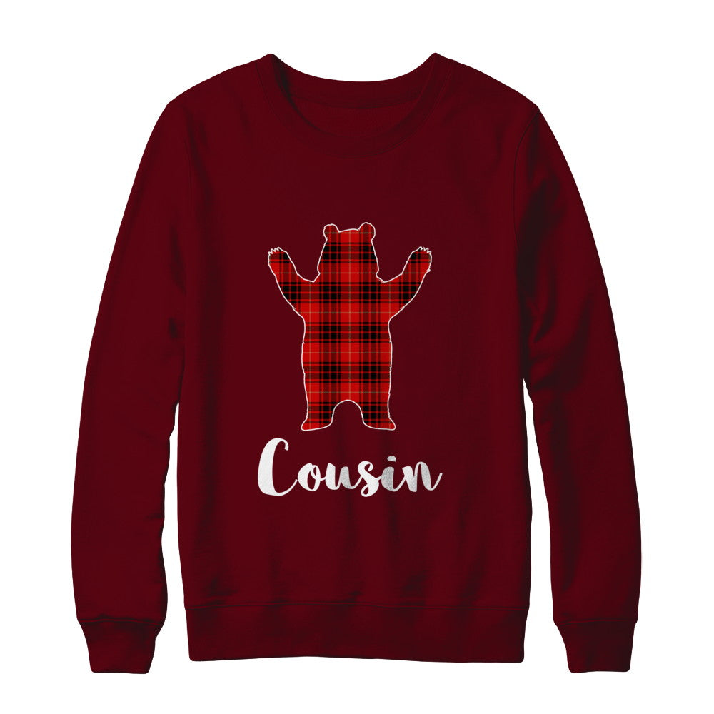 Red Cousin Bear Buffalo Plaid Family Christmas Pajamas T-Shirt & Sweatshirt | Teecentury.com