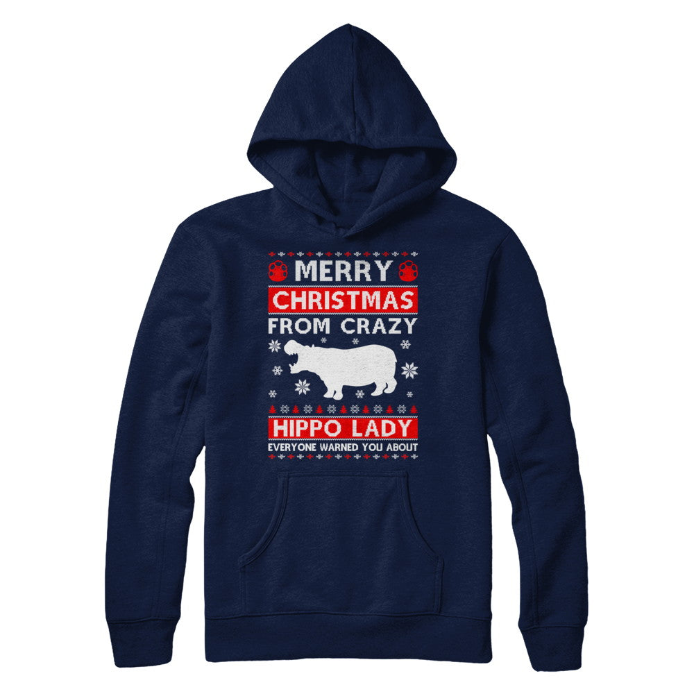 Merry Christmas From Crazy Hippo Lady Sweater T-Shirt & Sweatshirt | Teecentury.com