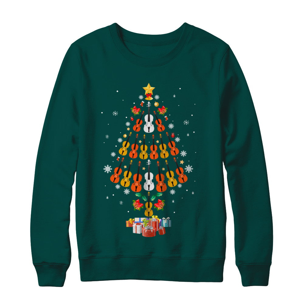 Music Violin Christmas Tree Merry Xmas Gift T-Shirt & Sweatshirt | Teecentury.com