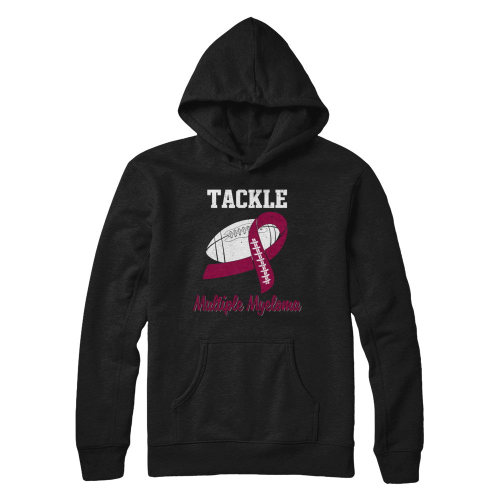 Football Survivor Tackle Burgundy Multiple Myeloma Awareness T-Shirt & Hoodie | Teecentury.com