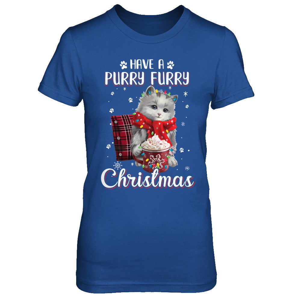 Have A Purry Furry Christmas Funny Holiday Xmas Cat T-Shirt & Sweatshirt | Teecentury.com