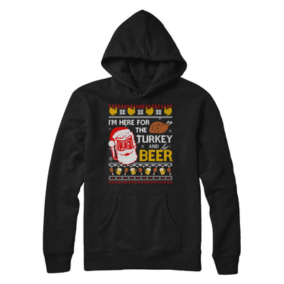 I Am Here For Turkey And Beer Ugly Sweater Thanksgiving T-Shirt & Sweatshirt | Teecentury.com
