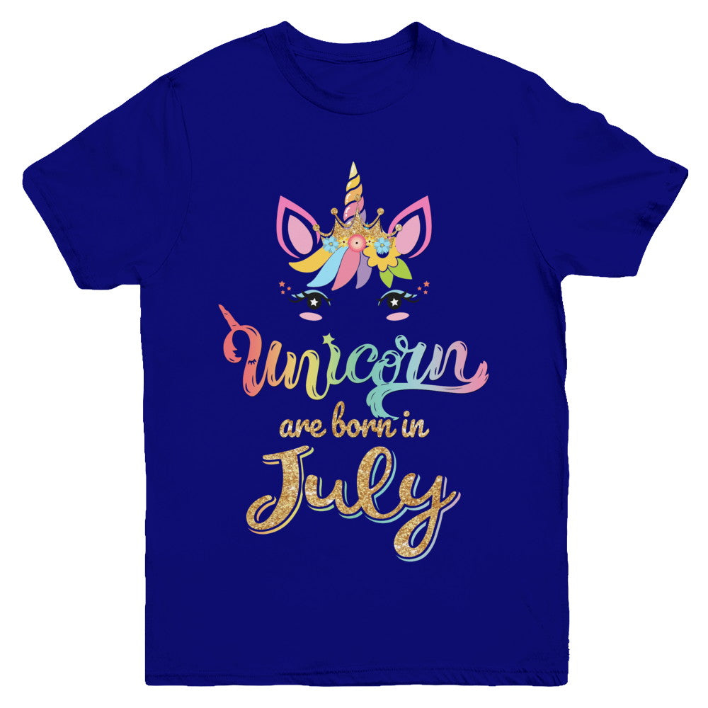 Cute Unicorns Are Born In July Birthday Gift Youth Youth Shirt | Teecentury.com