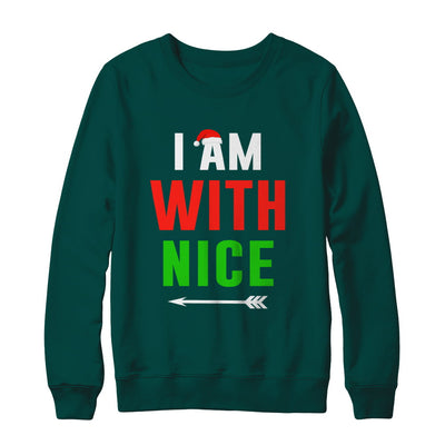 I'm With Nice Matching Christmas Couple Pajamas T-Shirt & Sweatshirt | Teecentury.com