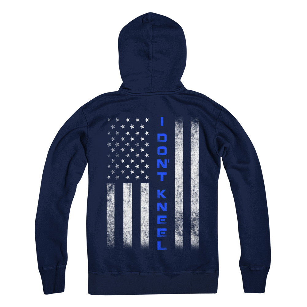 I Don't Kneel Thin Blue Line Flag Patriotic Police T-Shirt & Hoodie | Teecentury.com