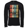 Vintage Retro June 1988 Birth Of Legends 34th Birthday T-Shirt & Hoodie | Teecentury.com