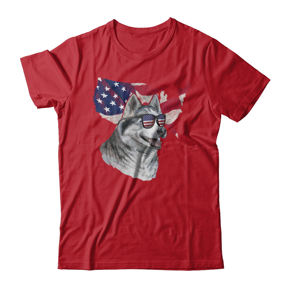 Funny Patriot Husky Dog 4Th Of July American Flag T-Shirt & Hoodie | Teecentury.com