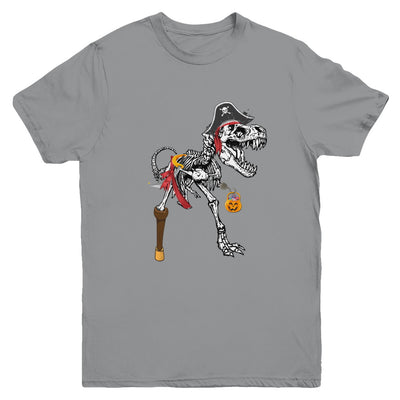 Dinosaurs T-Rex Skeleton Pirate Halloween Saurus For Kids Youth Youth Shirt | Teecentury.com