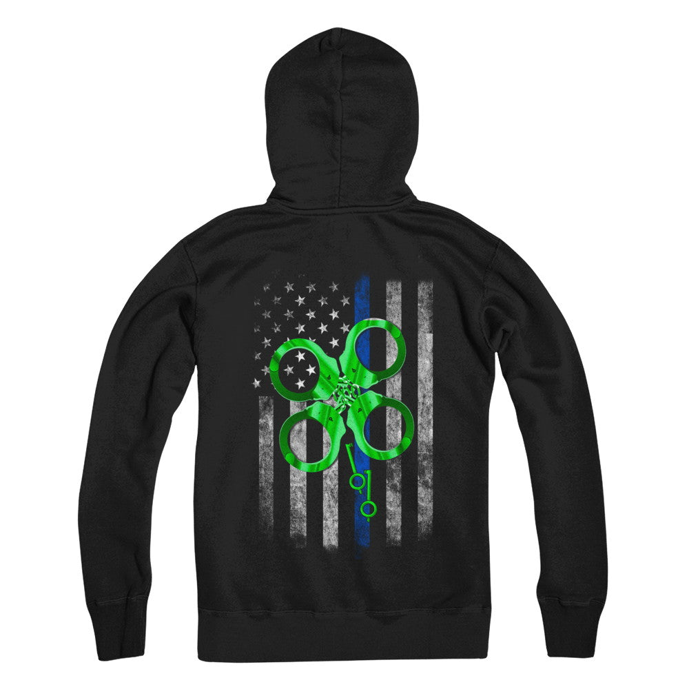Thin Blue Line Happy St Patrick's Day Clover Police T-Shirt & Hoodie | Teecentury.com