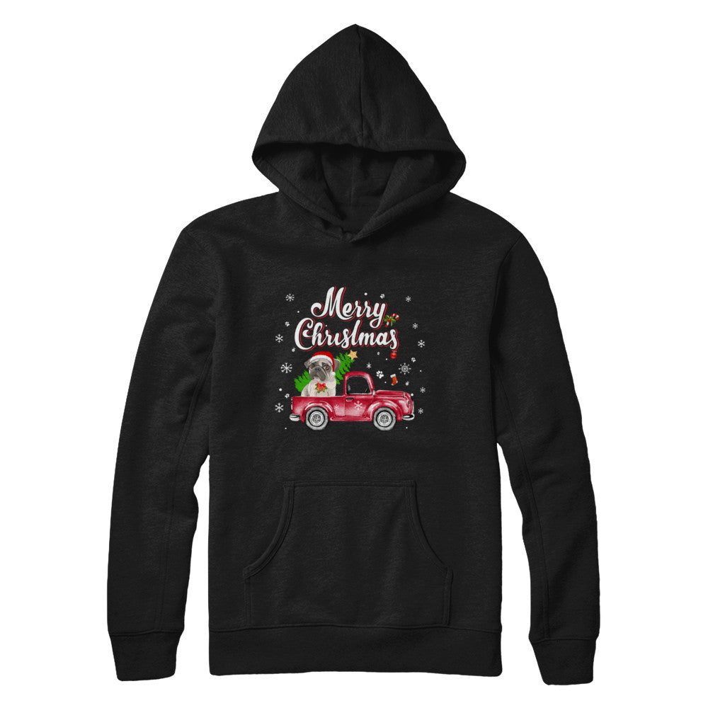 Pug Rides Red Truck Christmas Pajama T-Shirt & Sweatshirt | Teecentury.com