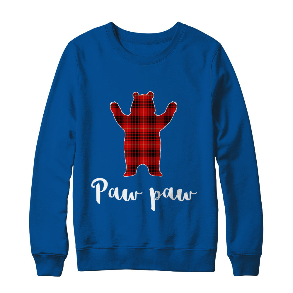 Red Paw Paw Bear Buffalo Plaid Family Christmas Pajamas T-Shirt & Sweatshirt | Teecentury.com