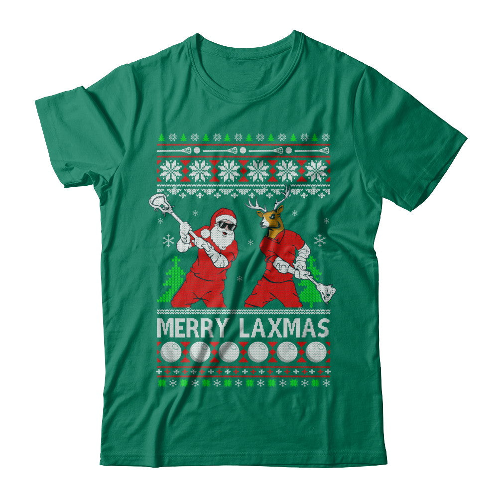 Lacrosse Santa Reindeer Merry Laxmas Ugly Christmas Sweater T-Shirt & Sweatshirt | Teecentury.com