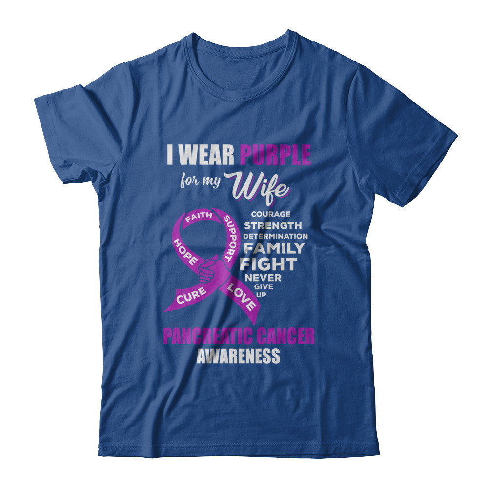 Pancreatic Cancer I Wear Purple For My Wife Husband T-Shirt & Hoodie | Teecentury.com