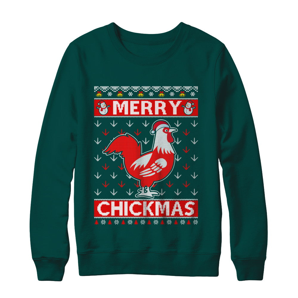 Merry Chickmas Farmer Chicken Ugly Christmas Sweater T-Shirt & Sweatshirt | Teecentury.com