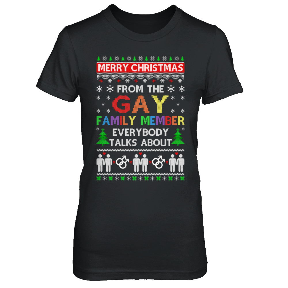 LGBT Merry Christmas From Gay Family Ugly Christmas Sweater T-Shirt & Sweatshirt | Teecentury.com
