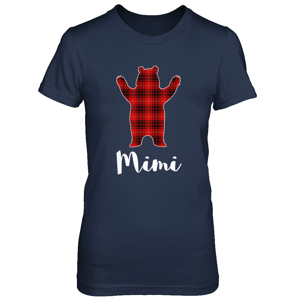 Red Mimi Bear Buffalo Plaid Family Christmas Pajamas T-Shirt & Sweatshirt | Teecentury.com