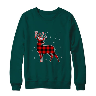 Red Plaid Deer Santa Hat Christmas Buffalo Plaid T-Shirt & Sweatshirt | Teecentury.com