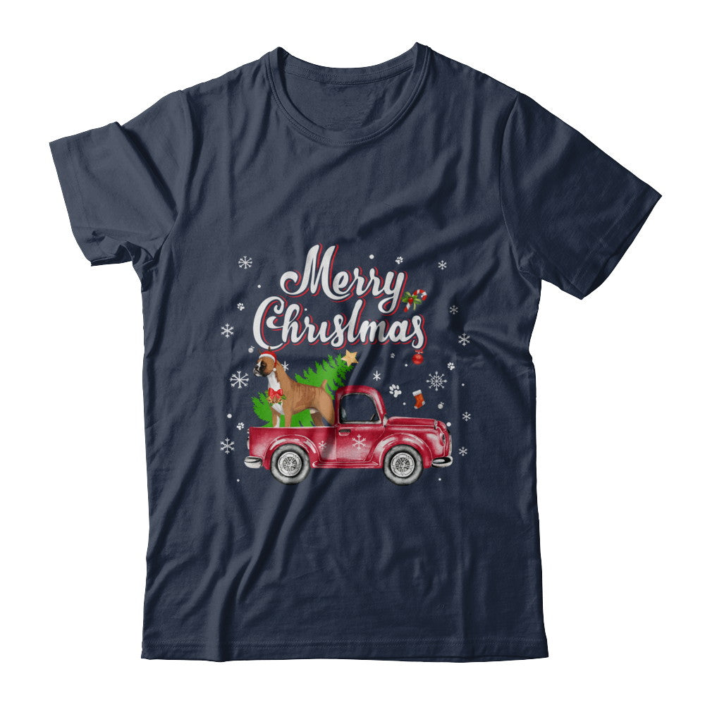 Boxer Rides Red Truck Christmas Pajama T-Shirt & Sweatshirt | Teecentury.com