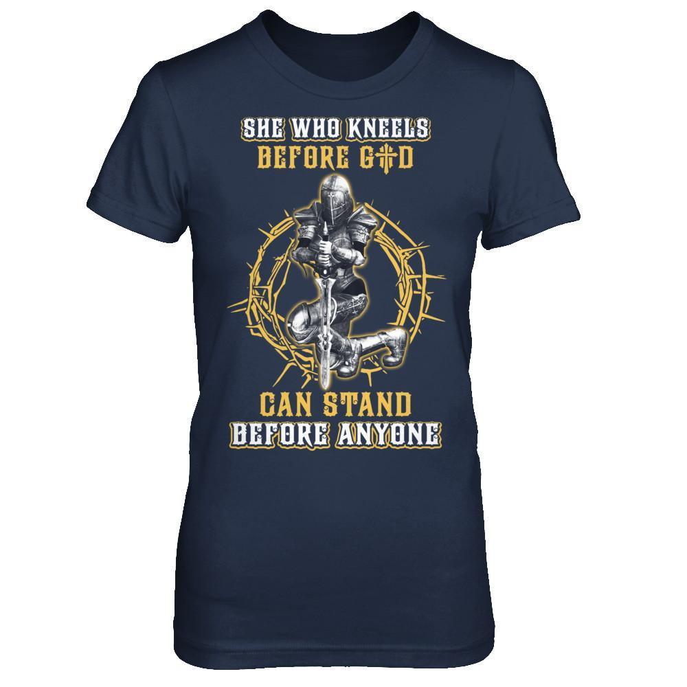 Knight Templar She Who Kneels Before God Can Stand Before Anyone T-Shirt & Hoodie | Teecentury.com