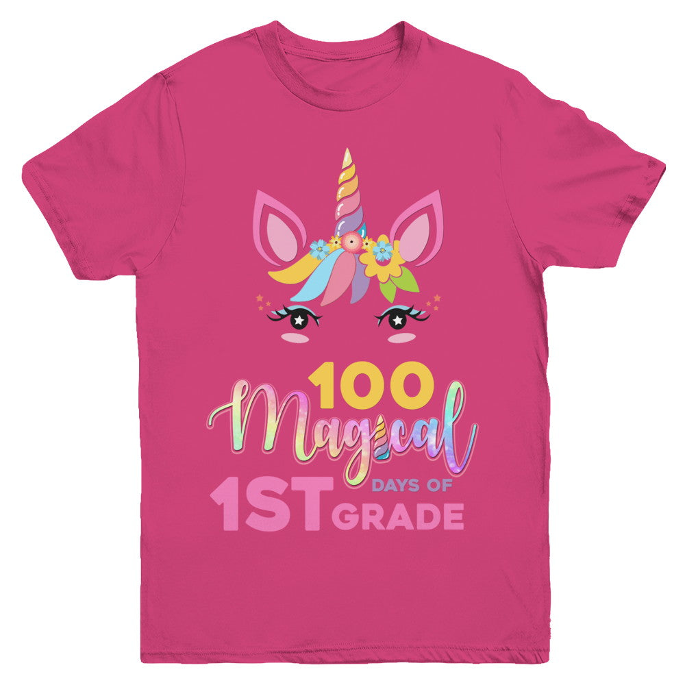 100 Magical Days Of 1St Grade School Unicorn Girl Gift Youth Youth Shirt | Teecentury.com
