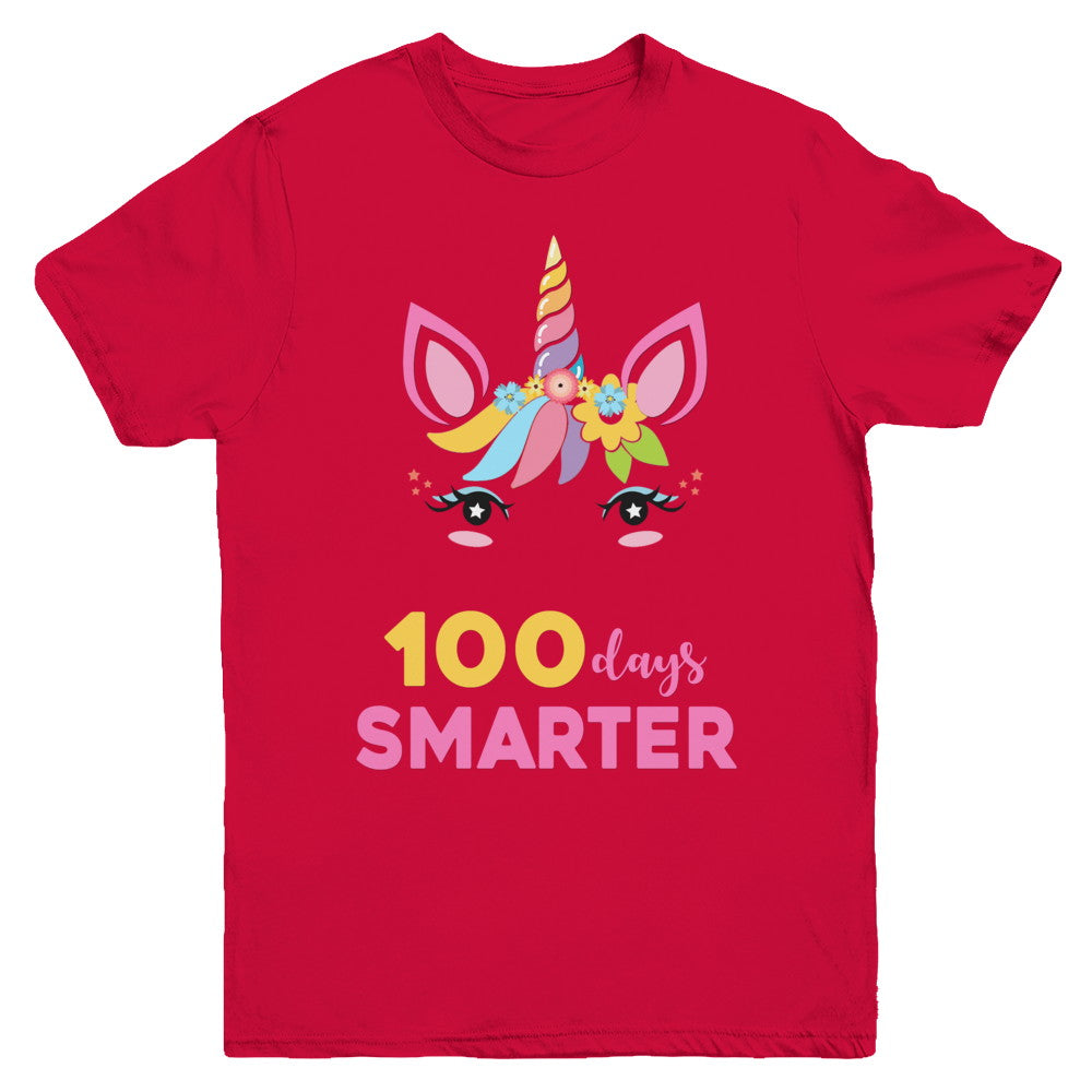 100 Days Smarter Of School Unicorn Girl Gifts Youth Youth Shirt | Teecentury.com