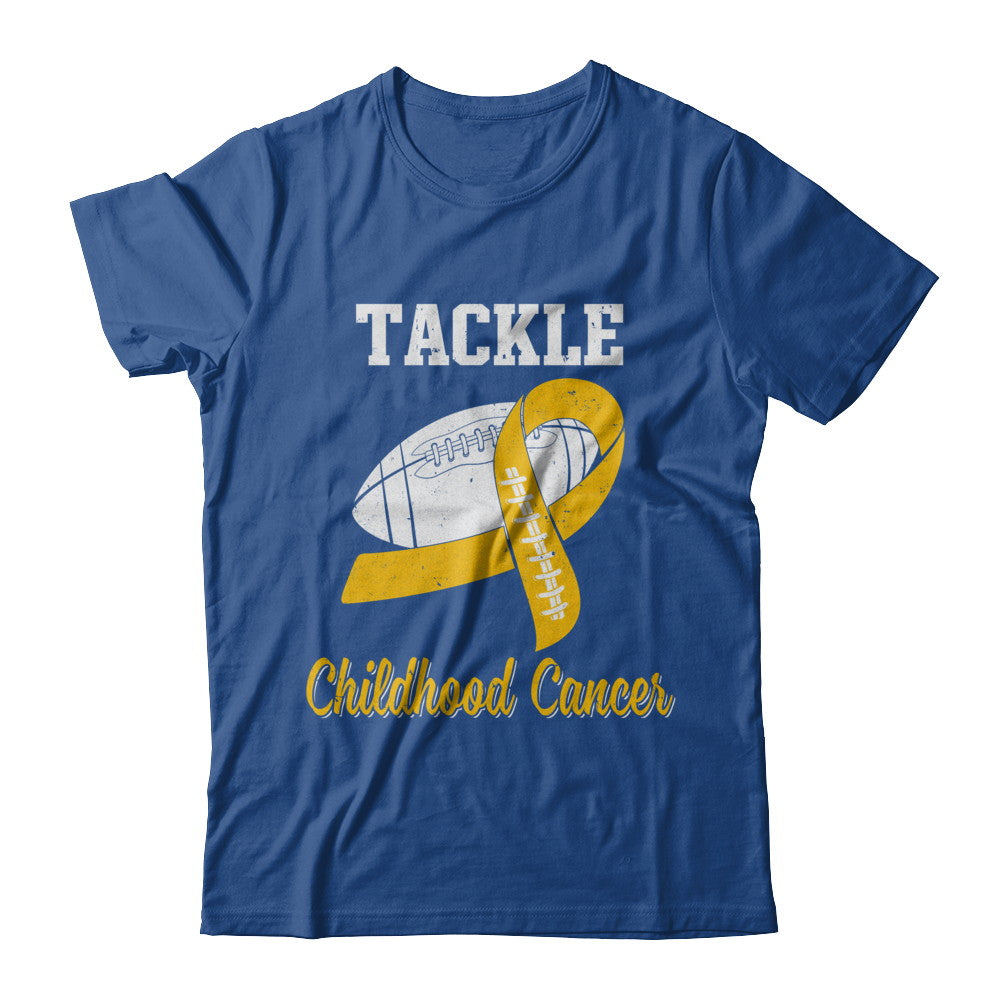 Football Survivor Tackle Yellow Childhood Cancer Awareness T-Shirt & Hoodie | Teecentury.com