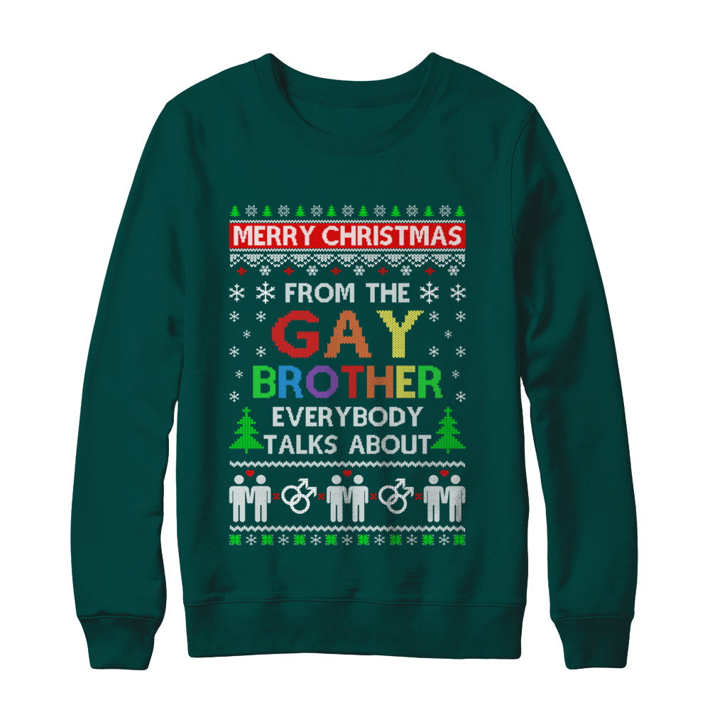 LGBT Merry Christmas From Gay Brother Ugly Christmas Sweater T-Shirt & Sweatshirt | Teecentury.com