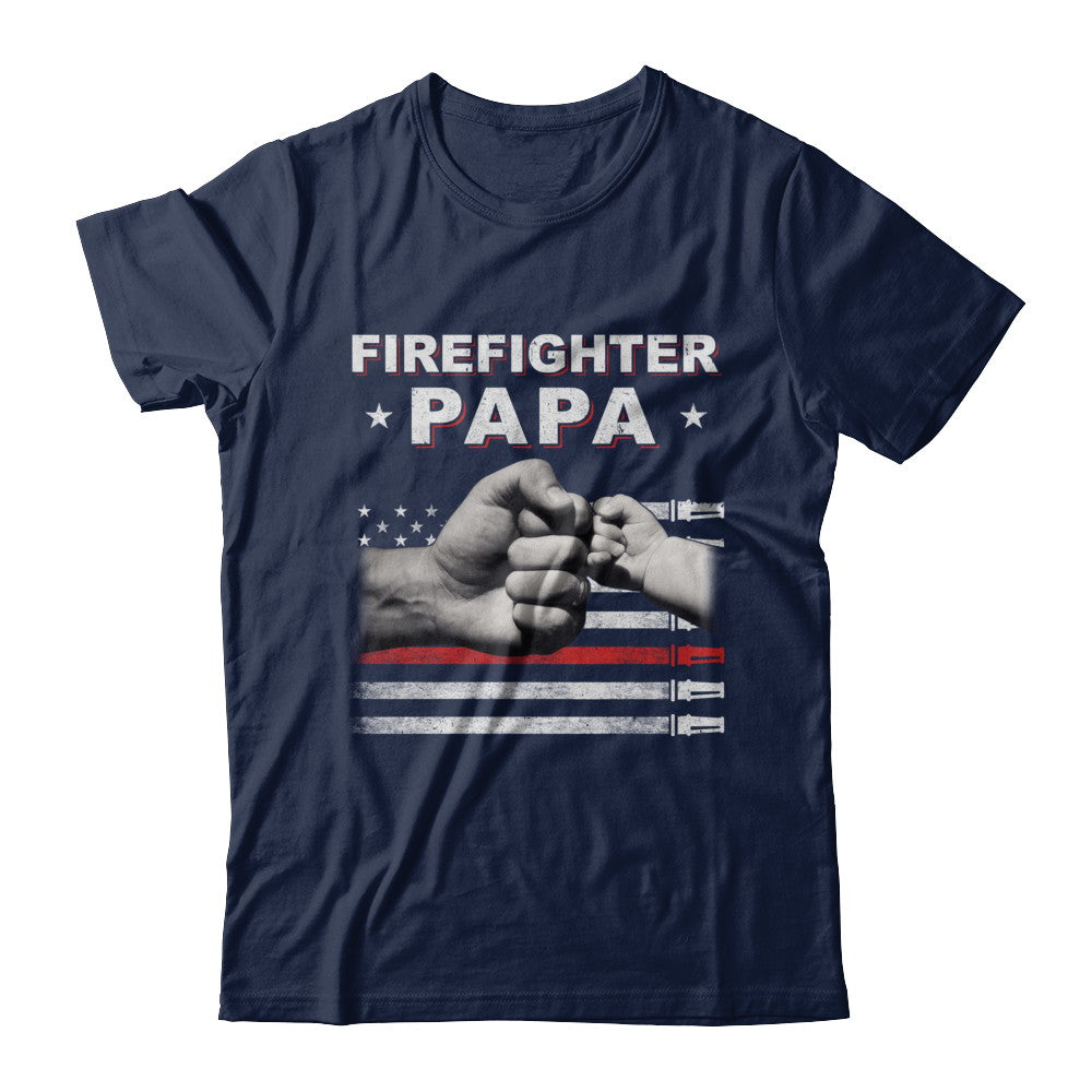 Firefighter Fireman Papa American Flag Fathers Day T-Shirt & Hoodie | Teecentury.com