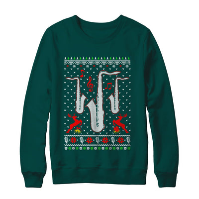 Santa Saxophone Ugly Christmas Sweater Gifts T-Shirt & Sweatshirt | Teecentury.com