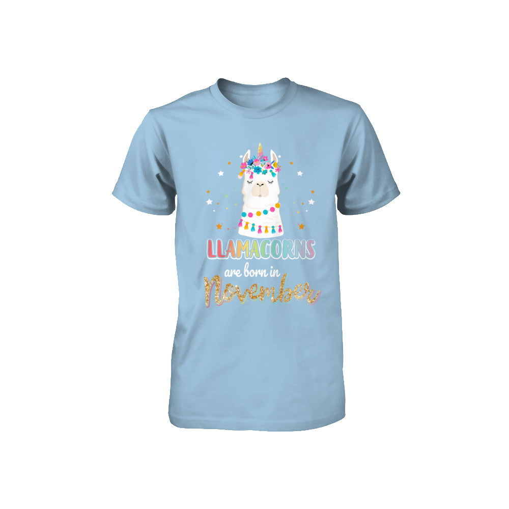 Llama Unicorn Llamacorns Born In November Birthday Gift Youth Youth Shirt | Teecentury.com