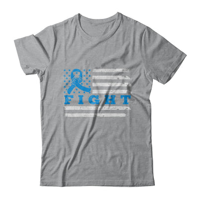 Fight Blue Ribbon US Flag Colon Prostate Cancer Awareness T-Shirt & Hoodie | Teecentury.com